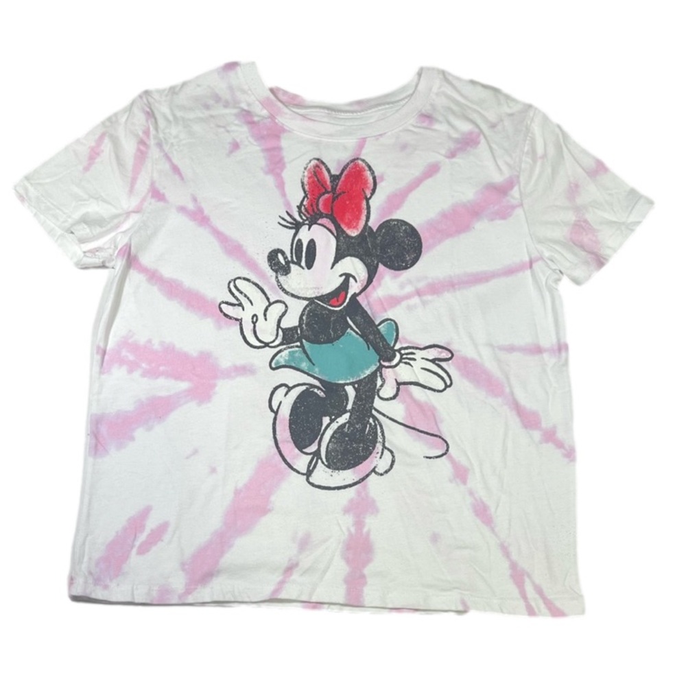 Disney Minnie Mouse pink and white tie dye short sleeve shirt women’s size XL